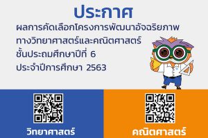 สสวท. ประกาศผลการสอบคัดเลือกนักเรียนเข้าโครงการพัฒนาอัจฉริยภาพฯ