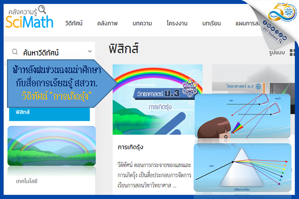 ฟ้าหลังฝนชวนฉงนน่าศึกษากับสื่อการเรียนรู้ สสวท. วีดิทัศน์ “การเกิดรุ้ง”