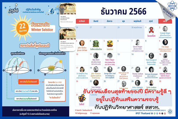 ธันวาคมเดือนสุดท้ายของปี มีความรู้ดี ๆ อยู่ในปฏิทิน เสริมความรอบรู้กับปฏิทินวิทยาศาสตร์ สสวท.