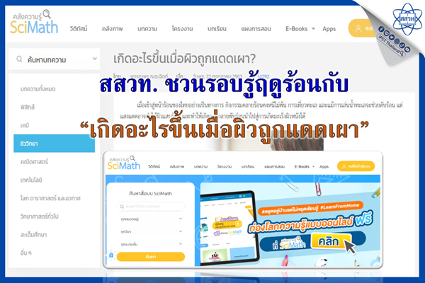 สสวท. ชวนรอบรู้ฤดูร้อนกับ “เกิดอะไรขึ้นเมื่อผิวถูกแดดเผา”