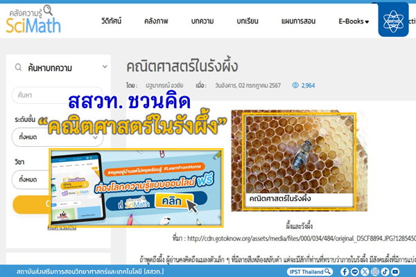 สสวท. ชวนคิด “คณิตศาสตร์ในรังผึ้ง”