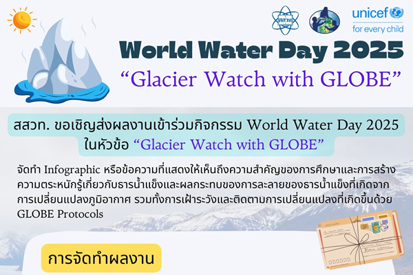 สสวท. ขอเชิญร่วมกิจกรรมวันน้ำโลก 2025 ในหัวข้อ “Glacier Watch with GLOBE”