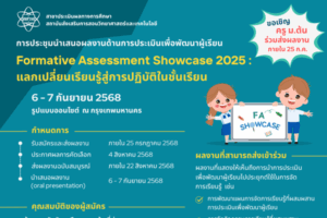 สสวท. ขอเชิญครูผู้สอนระดับมัธยมศึกษาตอนต้นที่ผ่านการอบรมหลักสูตร “การประเมินเพื่อพัฒนาผู้เรียน” ร่วมส่งผลงานคัดเลือกนำเสนอในการประชุม Formative Assessment Showcase 2025
