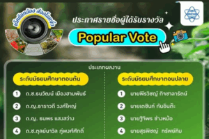ประกาศรายชื่อผู้ได้รับรางวัล Popular Vote จากกิจกรรมถ่ายภาพวิทยาศาสตร์พร้อมคำบรรยาย ในหัวข้อ “เด็กถือกล้อง ส่องโลกจิ๋ว”