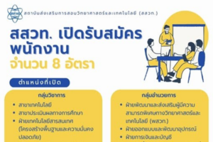 สสวท. เปิดรับสมัครพนักงาน 8 อัตรา สมัครออนไลน์ได้แล้ววันนี้ ถึง 15 มกราคม 2569