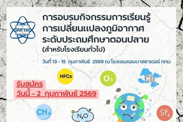 สสวท. เปิดรับสมัครครูระดับประถมศึกษาตอนปลายอบรม “กิจกรรมการเรียนรู้การเปลี่ยนแปลงภูมิอากาศ” เสริมทักษะจัดการเรียนรู้สู่ห้องเรียนจริง