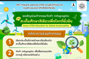 สสวท. ขอชวนครูและผู้ที่มีใจรักด้าน STEM ทั่วประเทศ ร่วมสร้าง Infographic “สะเต็มศึกษาสีเขียวเพื่อโลกที่ยั่งยืน” สร้างแรงบันดาลใจสู่อนาคตยั่งยืน