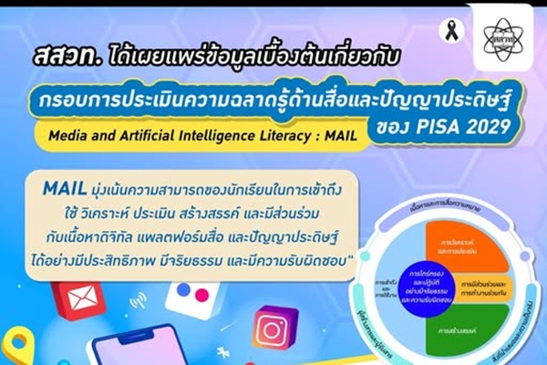 รูปประจำเรื่อง: สสวท. เปิดข้อมูลกรอบประเมิน “Media & AI Literacy” ใน PISA 2029 เตรียมเยาวชนไทยเสริมทักษะรู้เท่าทันสื่อ–AI รับโลกยุคดิจิทัล