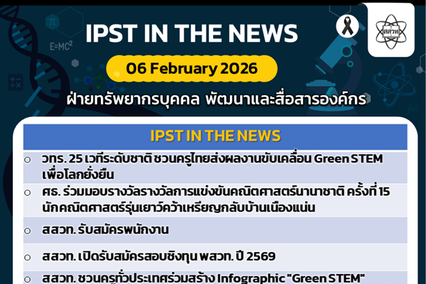 รูปประจำเรื่อง: ข่าว สสวท. ประจำสัปดาห์  IPST IN THE NEWS วันที่ 6 กุมภาพันธ์ 2569